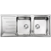 LAVELLO DA INCASSO "CM BRANDO" INOX SALDATO 116 X 50 CM. 2 VASCHE A DESTRA