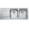 LAVELLO DA INCASSO "FRANKE LOGICA" INOX DEKOR 116 X 50 CM. 2 VASCHE A DESTRA